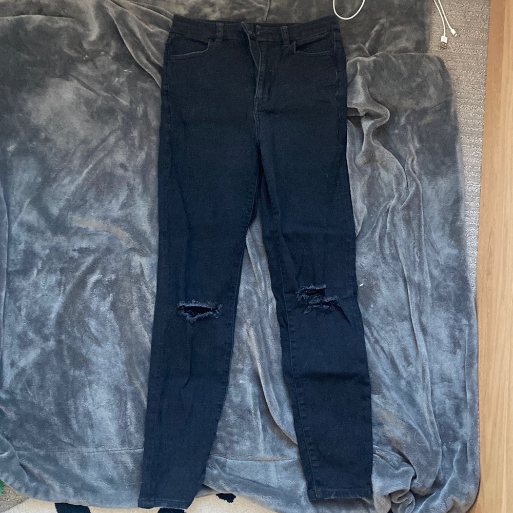 Next Level Stretch Distressed Black Skinny Jeans
